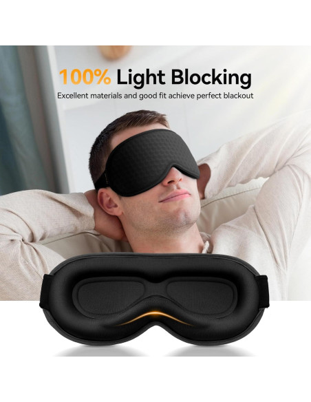 Máscara de Ojos con Peso FACEMOON 3D - Oscuridad Total, Negro