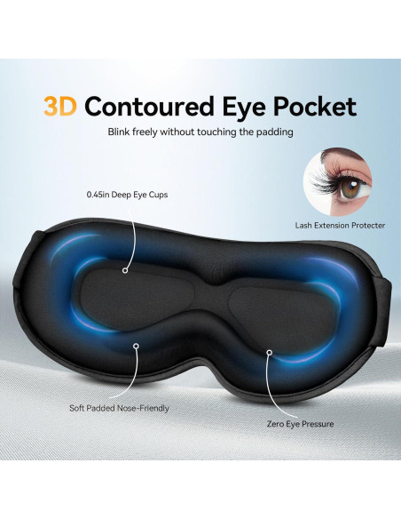 Máscara de Ojos con Peso FACEMOON 3D - Oscuridad Total, Negro