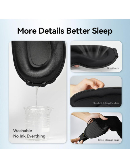 Máscara de Ojos con Peso FACEMOON 3D - Oscuridad Total, Negro