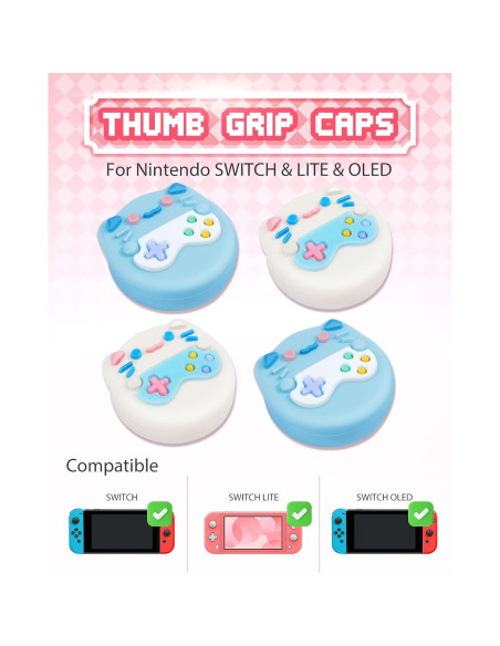 4 Tapas de Pulgar Silicona Gato Lotadilo para Nintendo Switch