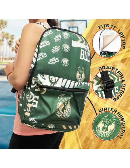 Mochila de viaje Pro Specialties Milwaukee Bucks 43.2x29.2cm