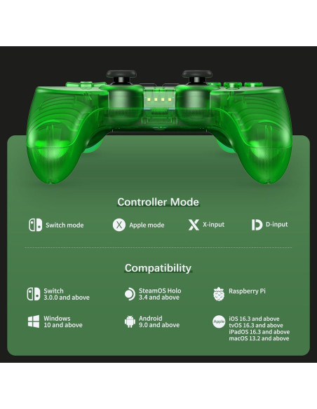 Controlador Bluetooth AKNES Pro 2 8Bitdo Verde Jade - Compatible Switch, Windows, Android