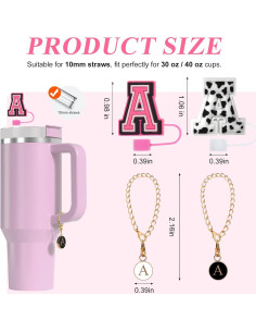 Cubiertas de Paja Fmeida 10mm con Letra Inicial A - 4 Piezas 2