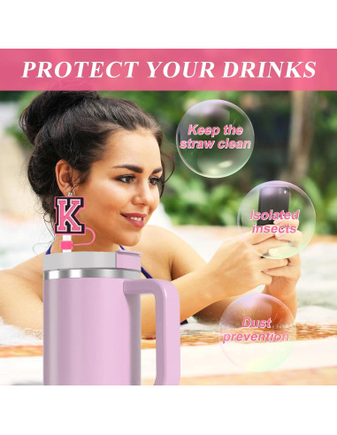 Cubiertas de Paja Fmeida 10mm con Letra Inicial A - 4 Piezas