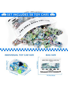 Juego de 58 Mini Coches de Retroceso CDDZSW para Niños 2+ 2