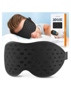 Mascarilla para dormir LitBear 3D ajustable negra - Bloqueo de luz