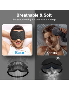 Mascarilla para dormir LitBear 3D ajustable negra - Bloqueo de luz 2