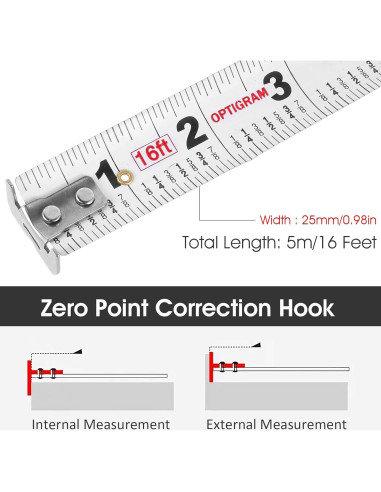 Cinta Métrica Retráctil Mimoyalaso 5m Acero Inoxidable Impermeable