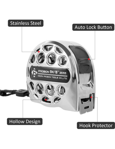 Cinta Métrica Retráctil Mimoyalaso 5m Acero Inoxidable Impermeable