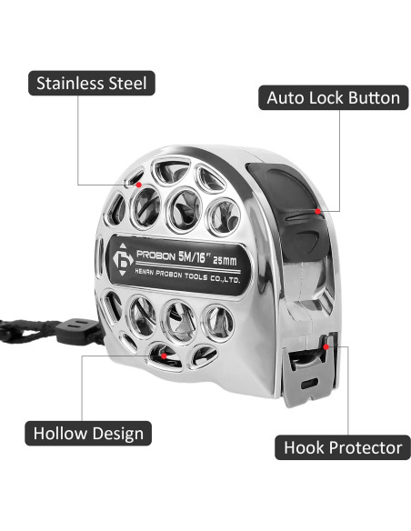 Cinta Métrica Retráctil Mimoyalaso 5m Acero Inoxidable Impermeable