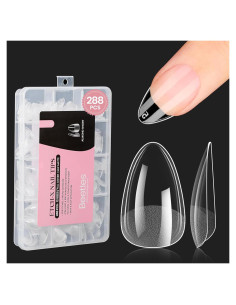 Consejos de Uñas Almendras Cortas Beetles 288 PCS Gel Mate