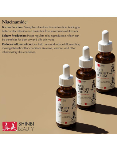 Suero Iluminador Shinbi 30ml Niacinamida y Arroz Japonés