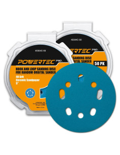 Discos de Lijado POWERTEC PRO 5" 40 Grano - Paquete 100 Unidades