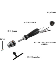 Broca de Mano QWORK 0.6-6mm con Chuck Preciso y Brocas 2