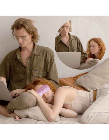 Máscara para Dormir CREHODEC de Seda Negra con Correa Elástica