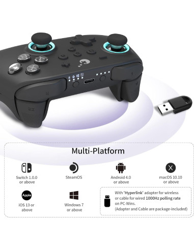 Controlador GuliKit KK3 Max Inalámbrico para Switch y PC - Negro