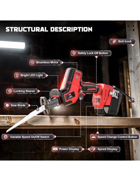 Sierra Recíproca Inalámbrica Cerycose M18 20.32 cm 1.45 kg