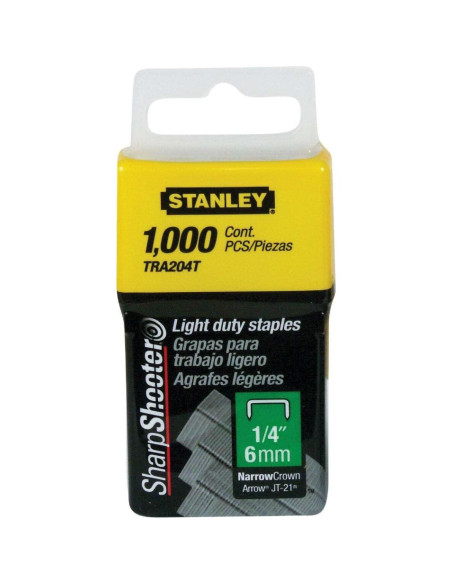 Grapas de Corona Estrecha Stanley TRA204T 1/4" 1000 Unidades Grapas de Corona Estrecha Stanley TRA204T 1/4" 1000 Unidades