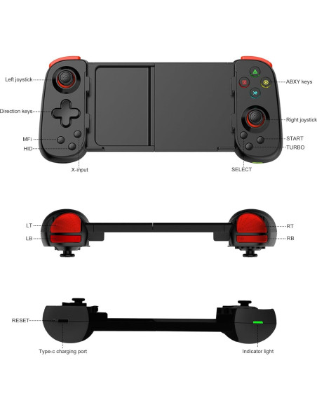 Controlador Inalámbrico Koiiko D6 DP para iPhone/Android/PC - Negro