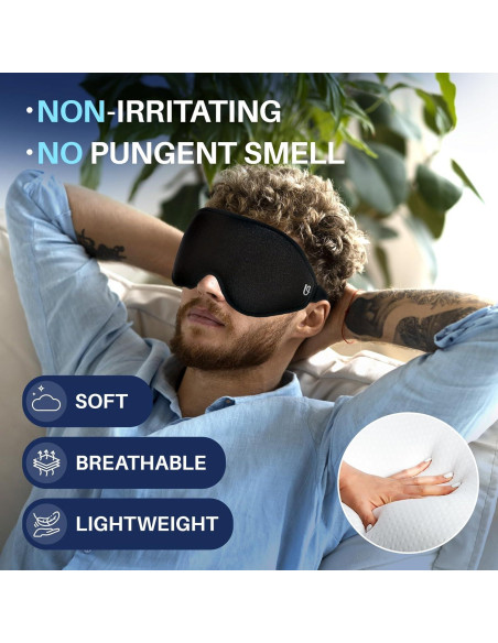 Máscara para dormir 3D Uditek con tapones y bolsa de viaje