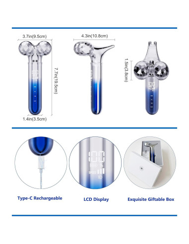 Rodillo de Masaje Facial Microcorriente 5D Flyhorse Azul