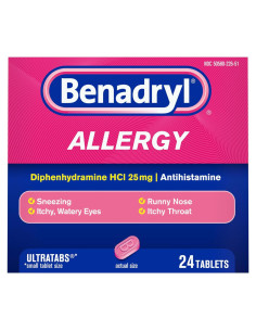 Benadryl Ultratabs 25 mg Antihistamínico Alivio Alergias 24 ct