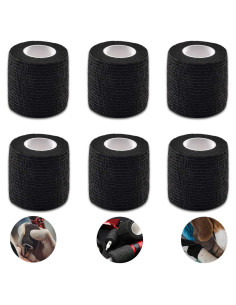 Cinta Vendaje Autoadhesiva 6 Pcs 5 cm x 4.57 m Negra para Tatuajes