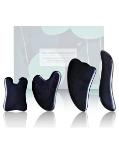 Herramienta de Masaje Guasha Rena Chris 4 Pcs Facial Negro