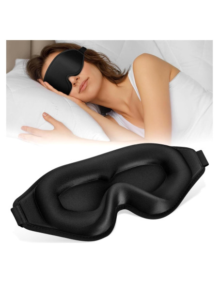 Máscara para dormir Cverny 99% Bloqueo Luz Ergonomica Negra