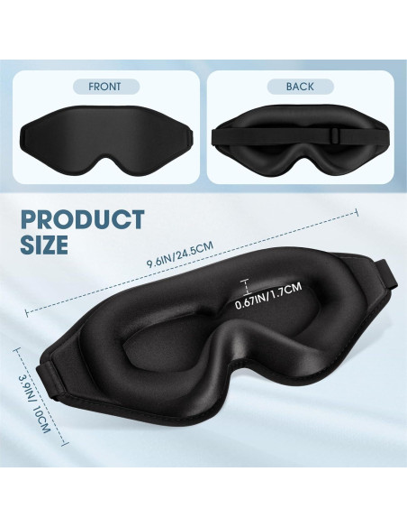 Máscara para dormir Cverny 99% Bloqueo Luz Ergonomica Negra