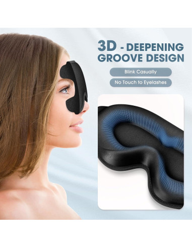 Máscara para dormir Cverny 99% Bloqueo Luz Ergonomica Negra