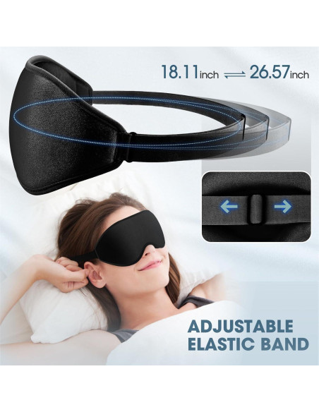 Máscara para dormir Cverny 99% Bloqueo Luz Ergonomica Negra