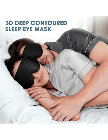 Máscara para dormir Cverny 99% Bloqueo Luz Ergonomica Negra