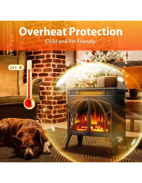 Calefactor de Chimenea Eléctrica ZAFRO JX 5100 BTU 500W/1500W Negro