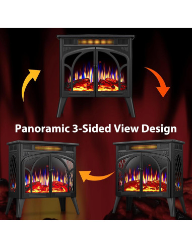 Calefactor de Chimenea Eléctrica ZAFRO JX 5100 BTU 500W/1500W Negro