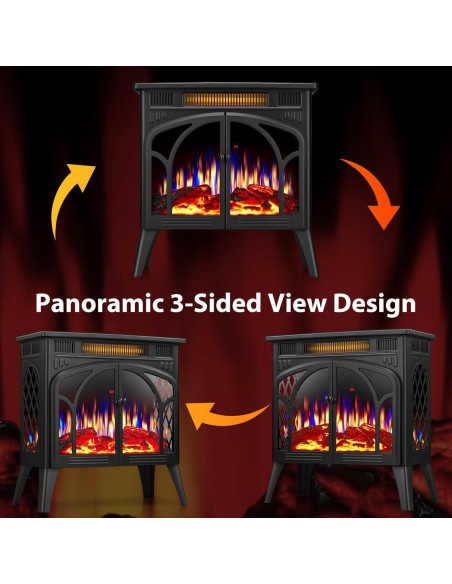 Calefactor de Chimenea Eléctrica ZAFRO JX 5100 BTU 500W/1500W Negro