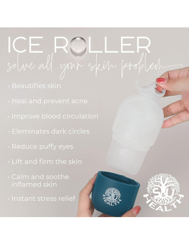 Rodillo de Hielo Facial S&U Salud - Masajeador para Ojeras y Arrugas