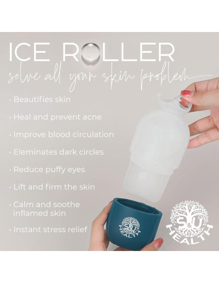 Rodillo de Hielo Facial S&U Salud - Masajeador para Ojeras y Arrugas