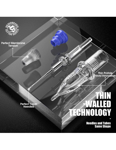 Agujas de Tatuaje Dragonhawk 20Pcs Cartucho 0803RL Desechables