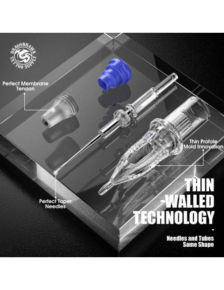 Agujas de Tatuaje Dragonhawk 20Pcs Cartucho 0803RL Desechables