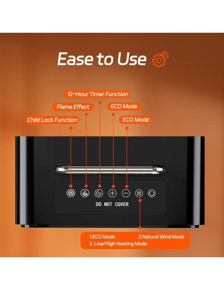 Calentador de Chimenea Eléctrico Feculs AD37 750/1500W 3 en 1