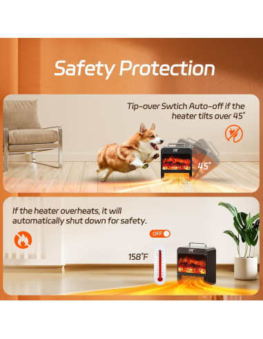 Calentador de Chimenea Eléctrico Feculs AD37 750/1500W 3 en 1