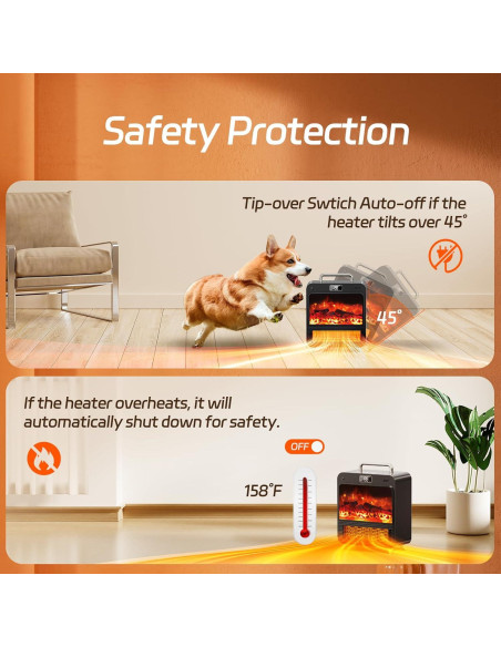 Calentador de Chimenea Eléctrico Feculs AD37 750/1500W 3 en 1