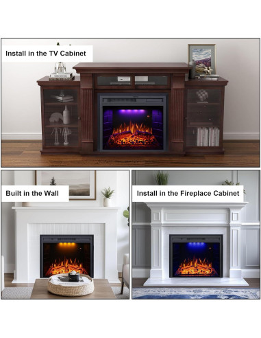 Chimenea Eléctrica Empotrada Valuxhome 25" con Control Remoto