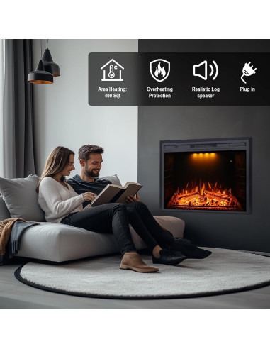 Chimenea Eléctrica Empotrada Valuxhome 25" con Control Remoto