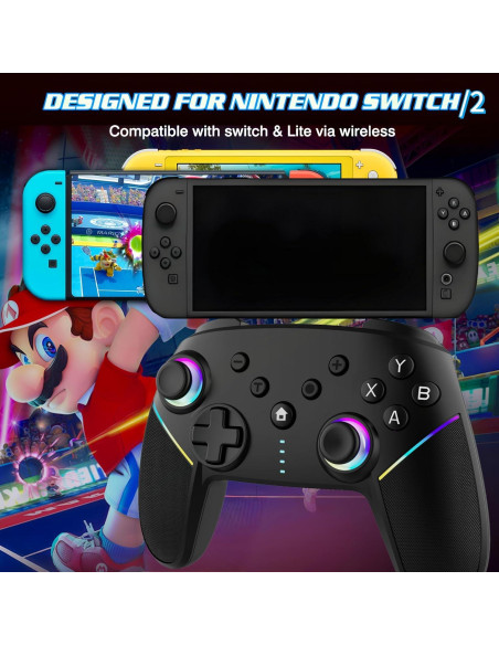 Controlador Inalámbrico JUNHUAN para Switch 2 y PC - Negro