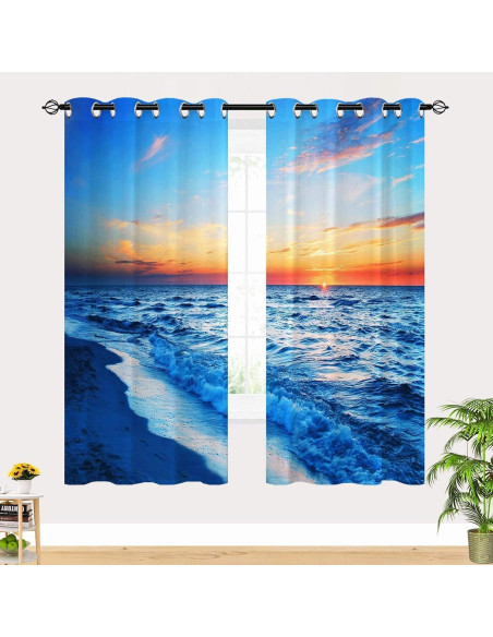 Cortinas de Playa YUANZU 2 Paneles 70x99 cm Impermeables