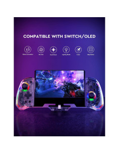 Controlador de Mano Momen Clear Switch para Nintendo Switch - LED 8 Colores, Vibración Dual, Turbo 2