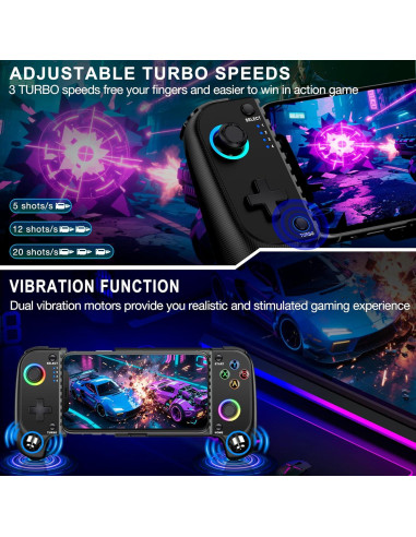 Controlador Inalámbrico para Móvil NinjaPlusOX - Joystick Hall, Compatible con iPhone/Android