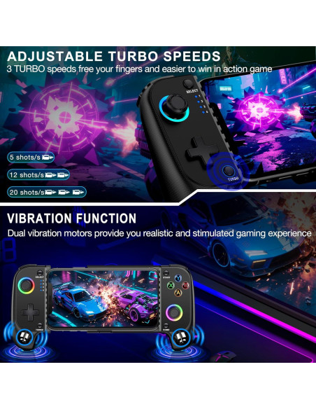 Controlador Inalámbrico para Móvil NinjaPlusOX - Joystick Hall, Compatible con iPhone/Android